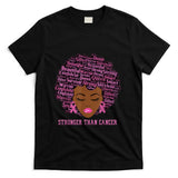 Black Women Queen Stronger Than Breast Cancer Pink Ribbon T-Shirt