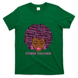 Black Women Queen Stronger Than Breast Cancer Pink Ribbon T-Shirt