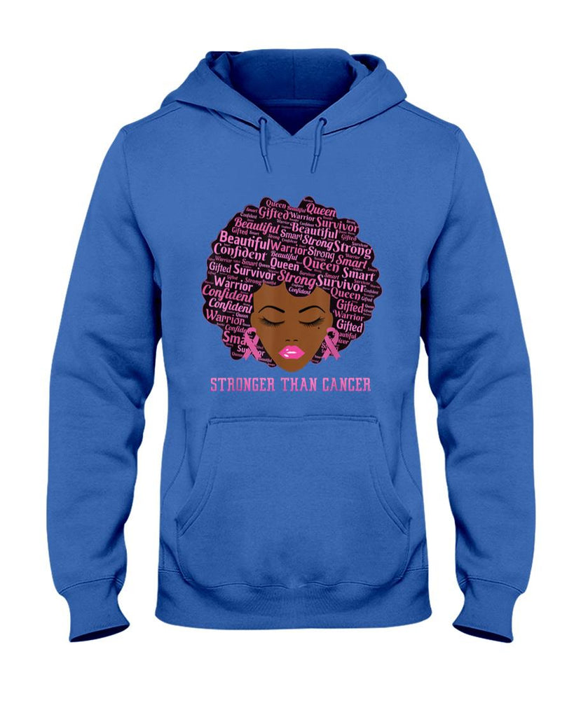 Black Women Queen Stronger Than Breast Cancer Pink Ribbon T-Shirt