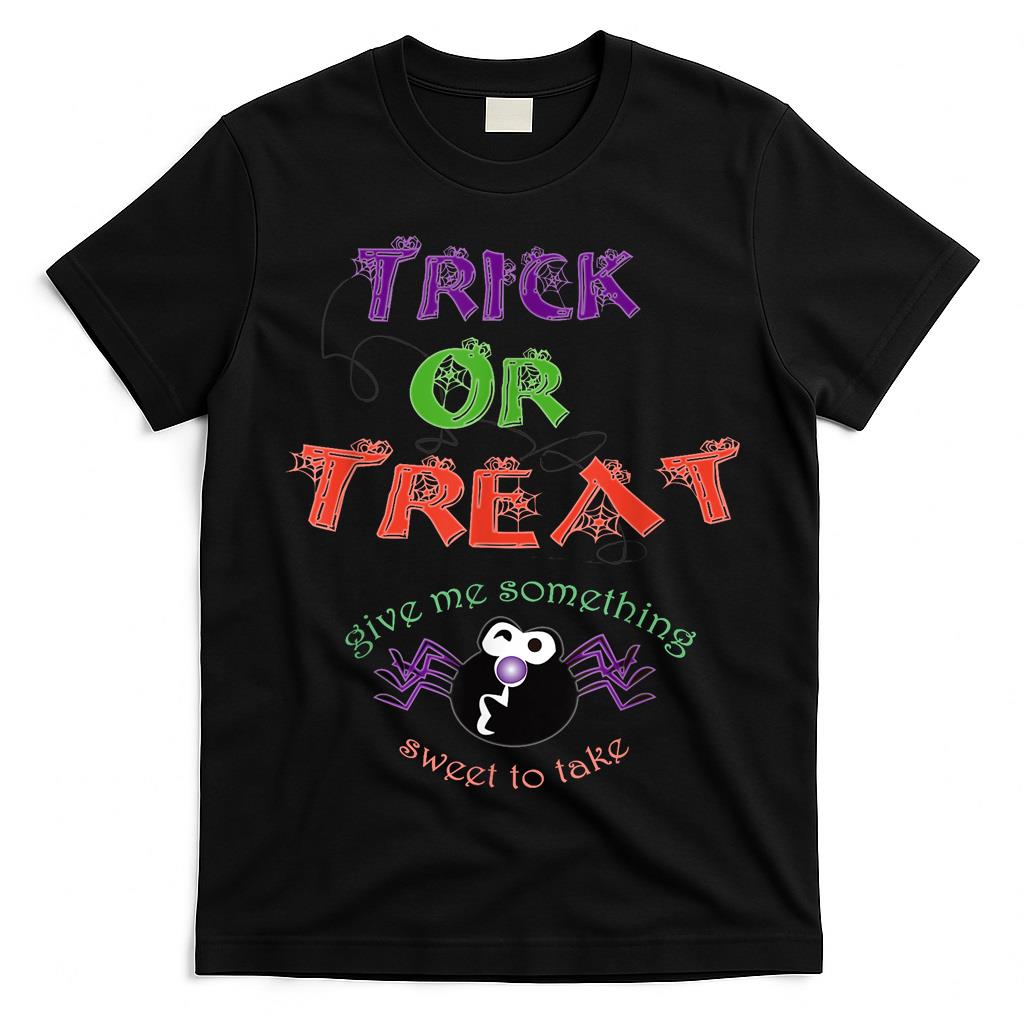 Spider Halloween Funny Letters Trick or Treat T-Shirt