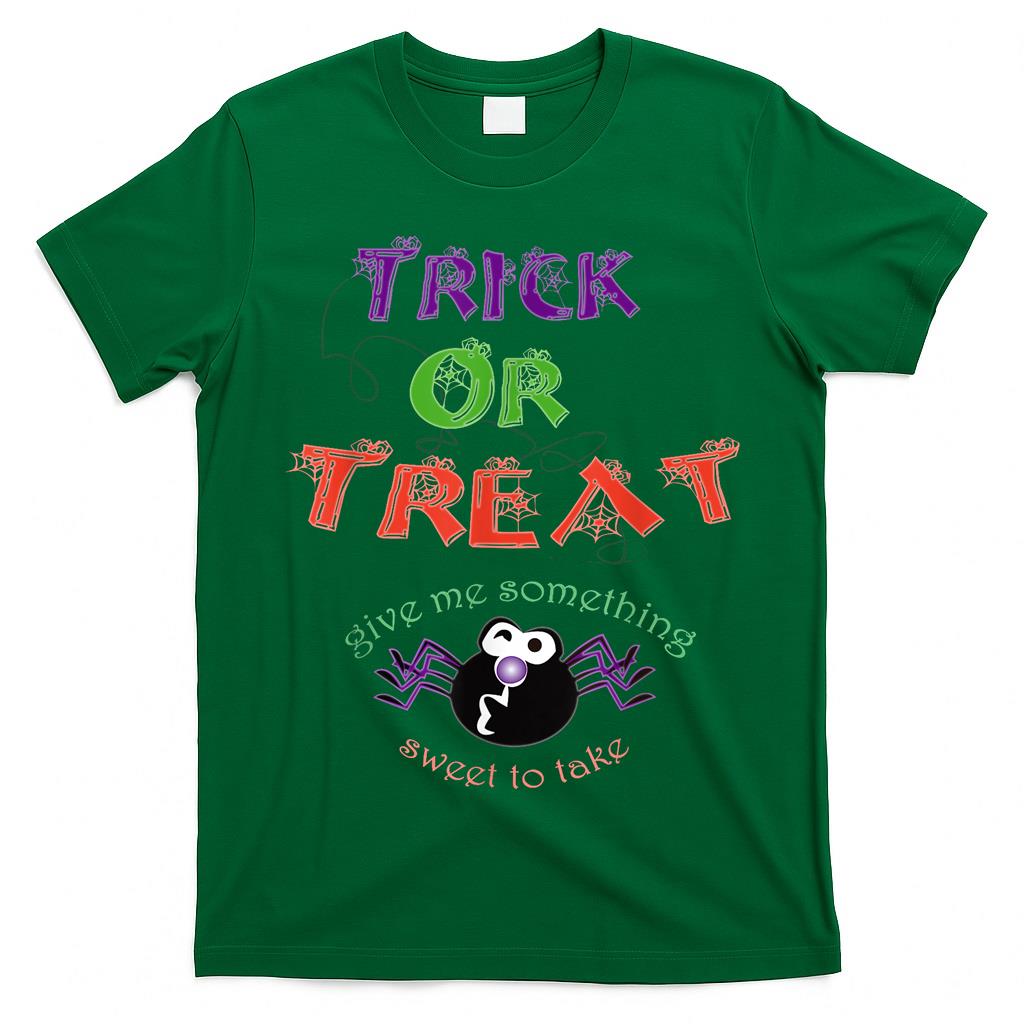 Spider Halloween Funny Letters Trick or Treat T-Shirt