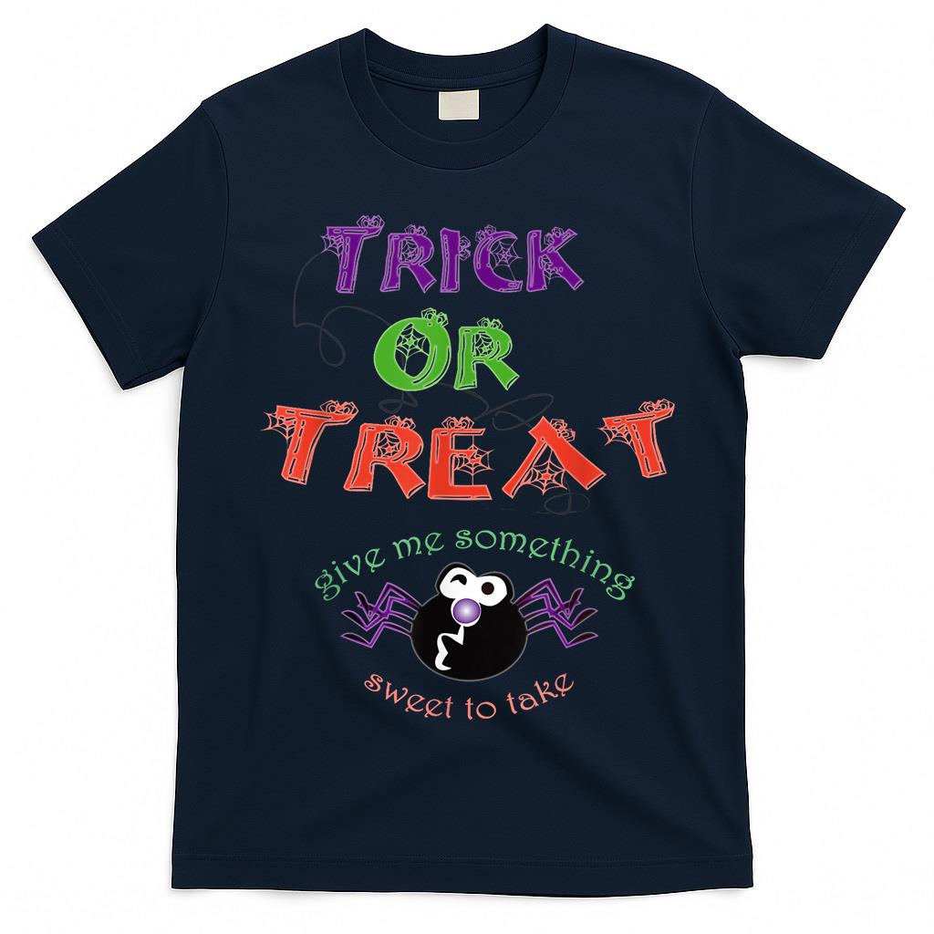 Spider Halloween Funny Letters Trick or Treat T-Shirt