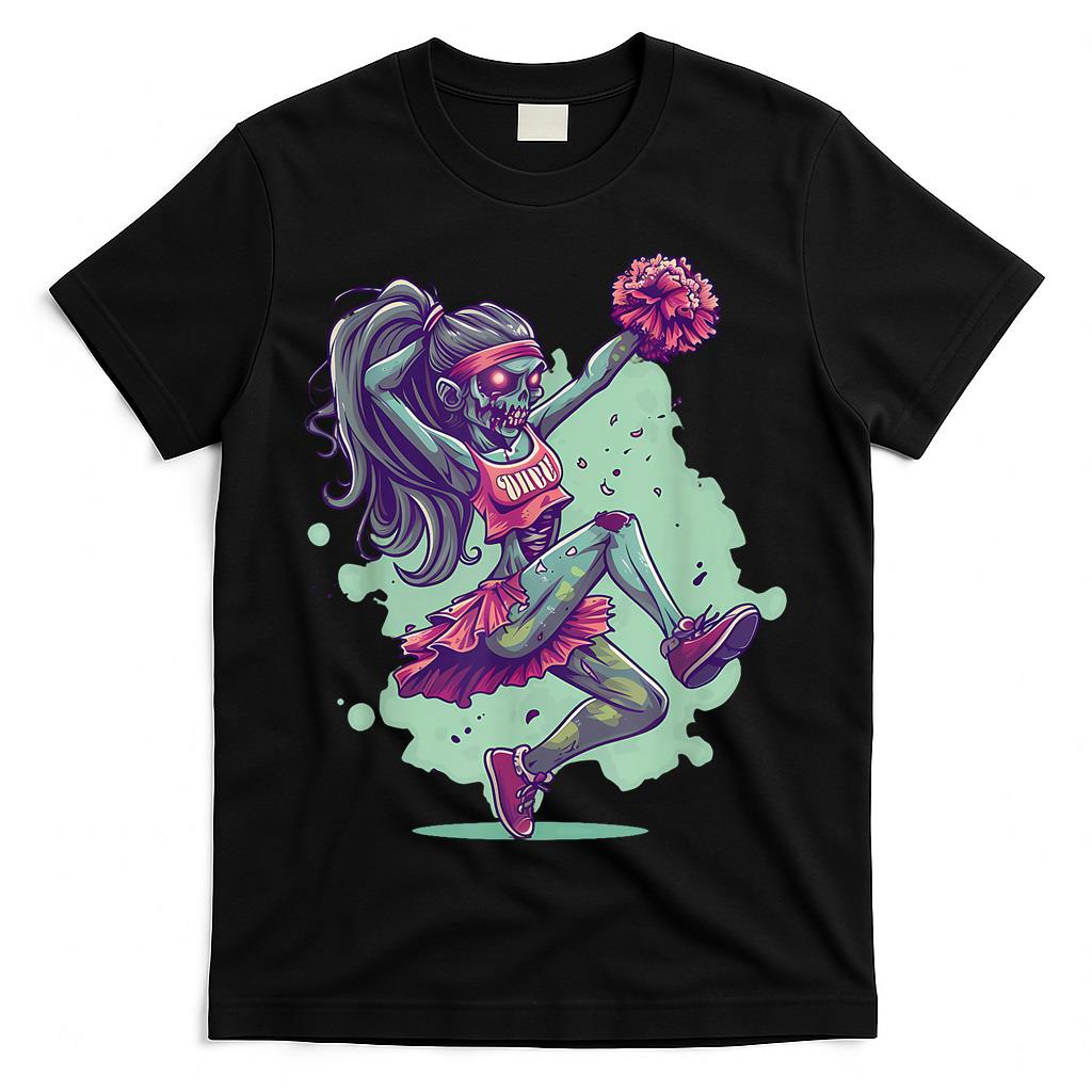 Halloween Costume Zombie Cheerleader Pompoms Trick Or Treat T-Shirt