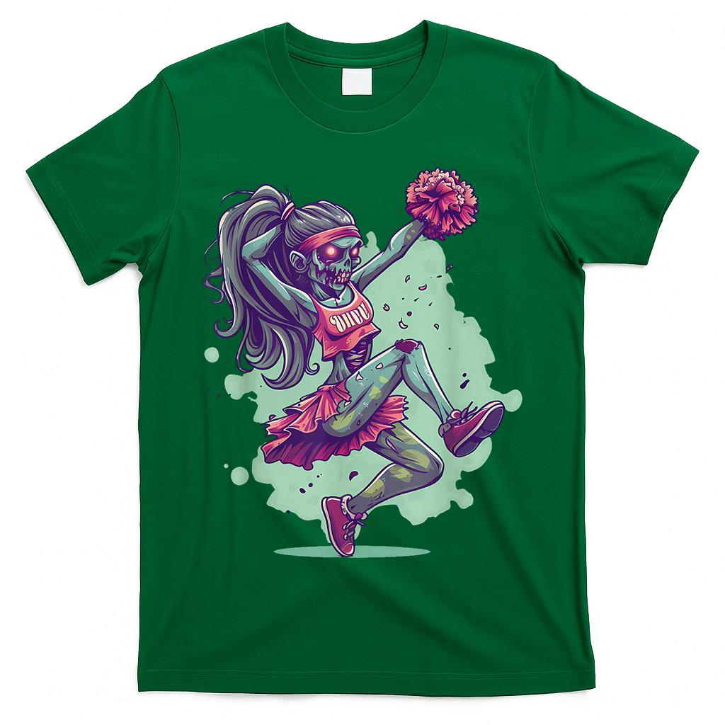 Halloween Costume Zombie Cheerleader Pompoms Trick Or Treat T-Shirt