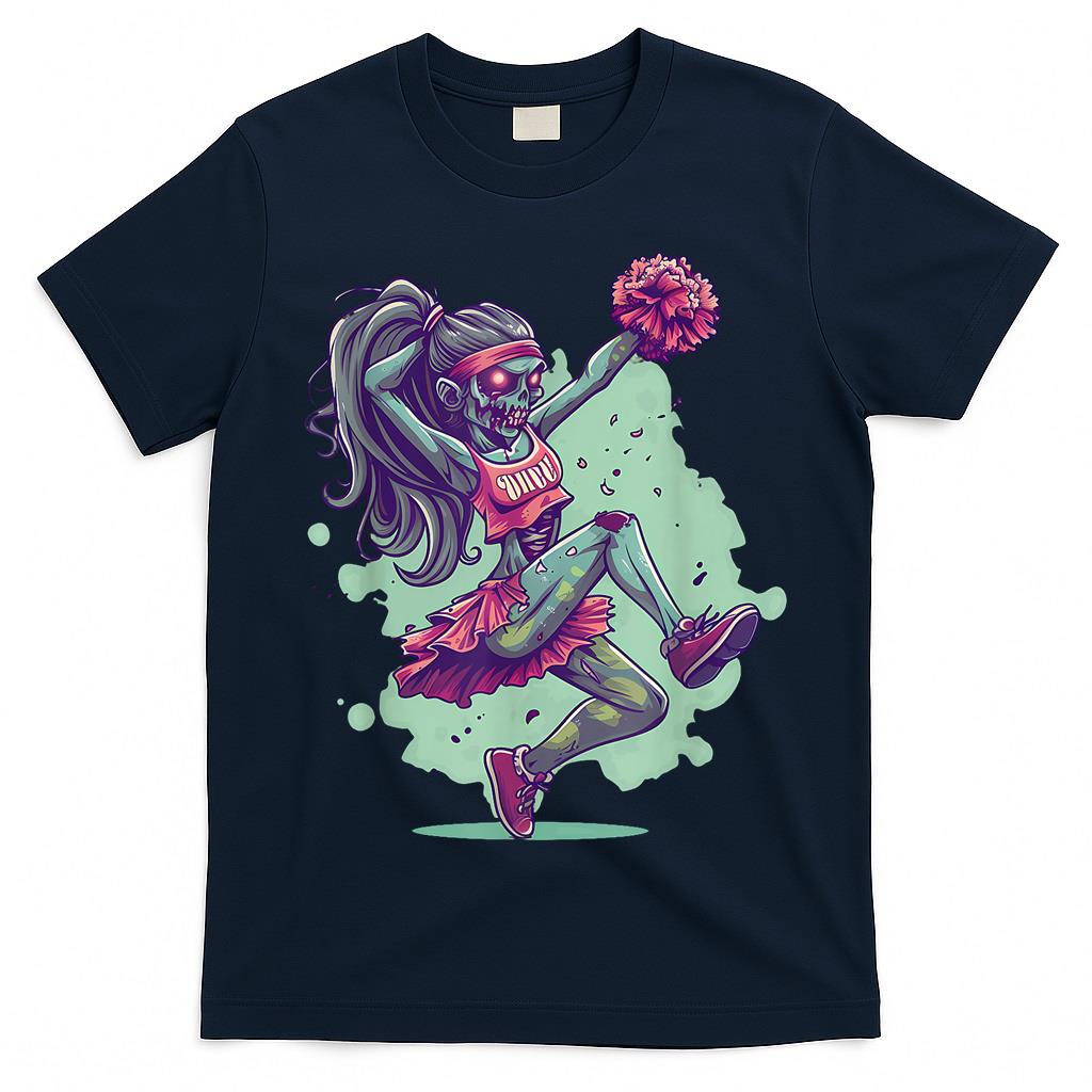 Halloween Costume Zombie Cheerleader Pompoms Trick Or Treat T-Shirt