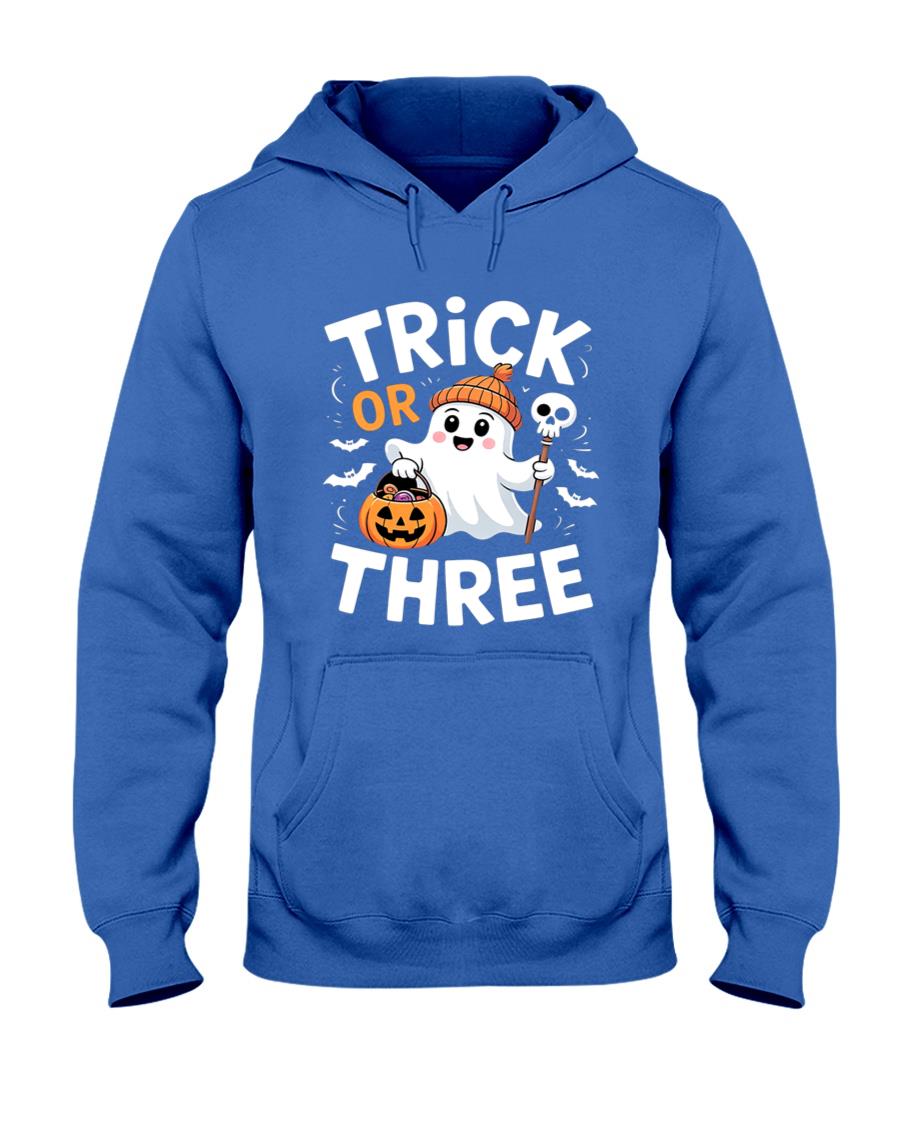Kids Trick or Three Halloween Spooky Pumpkin 3rd Birthday Kids Essential T-Shirt