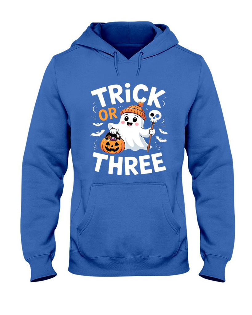 Kids Trick or Three Halloween Spooky Pumpkin 3rd Birthday Kids Essential T-Shirt