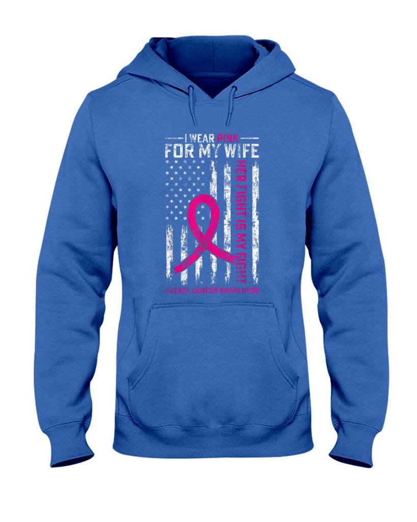 I Wear Pink For My Wife Breast Cancer Awareness AmericanFlag T-Shirt
