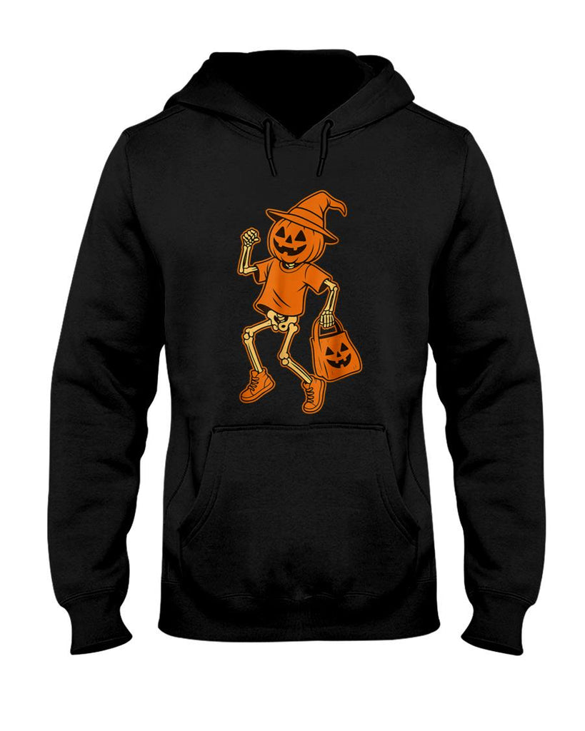 Pumpkin Head Skeleton Trick Or Treat Halloween Party Kids T-Shirt
