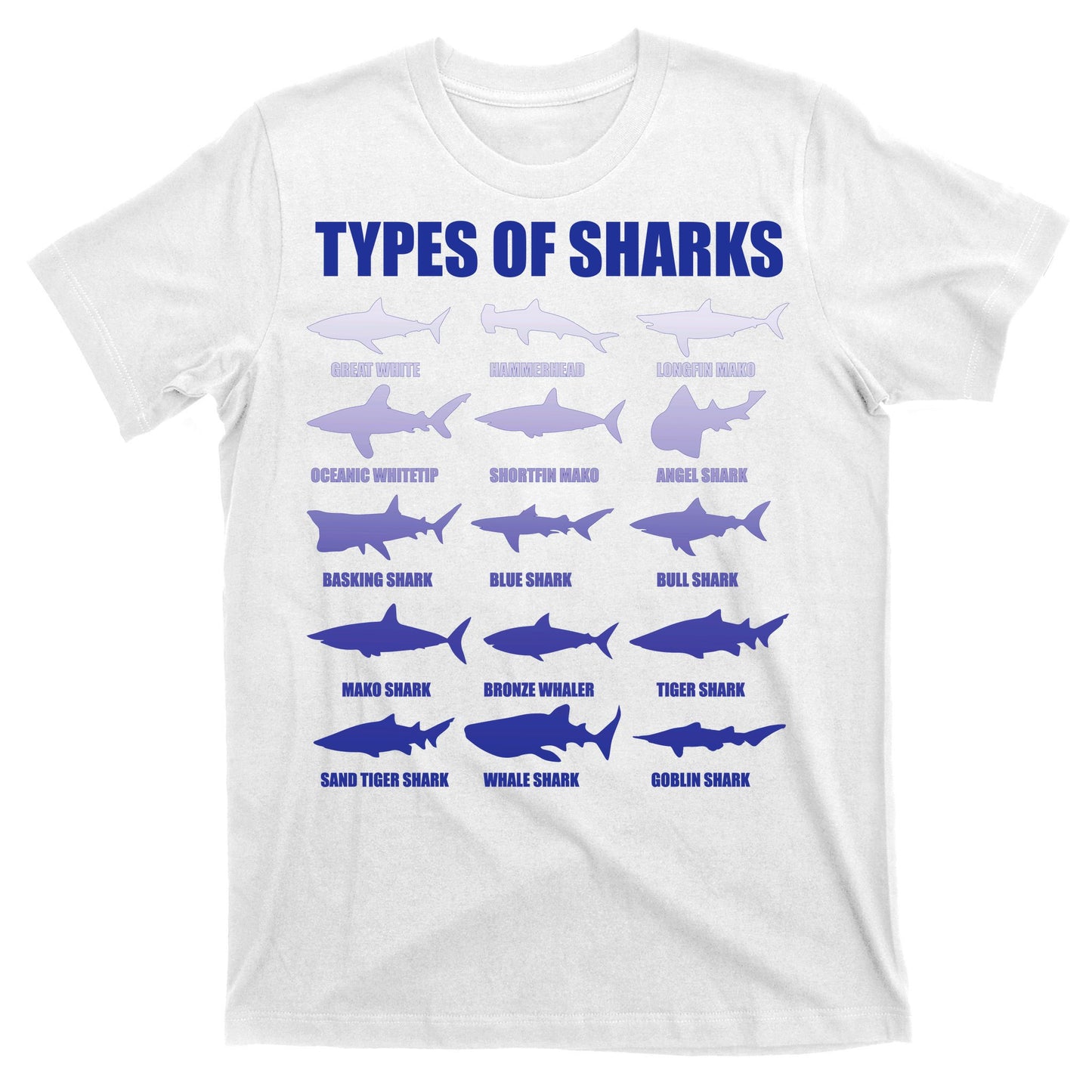 15 Types of Sharks T-Shirt