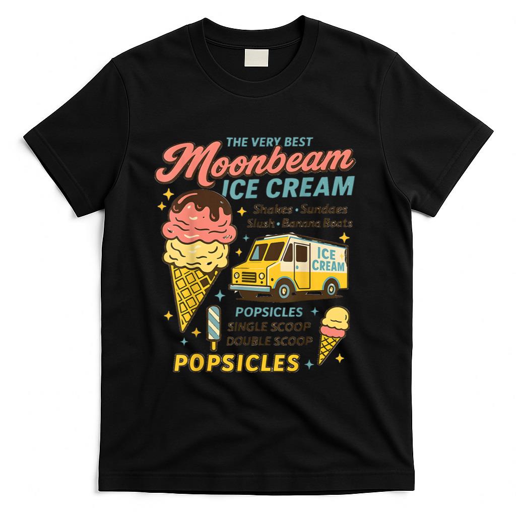 Retro Nostalgia - Vintage Moonbeam Ice Cream Truck Retro Double Scoop Popsicle T-Shirt