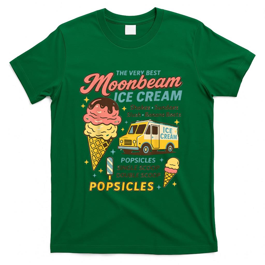 Retro Nostalgia - Vintage Moonbeam Ice Cream Truck Retro Double Scoop Popsicle T-Shirt