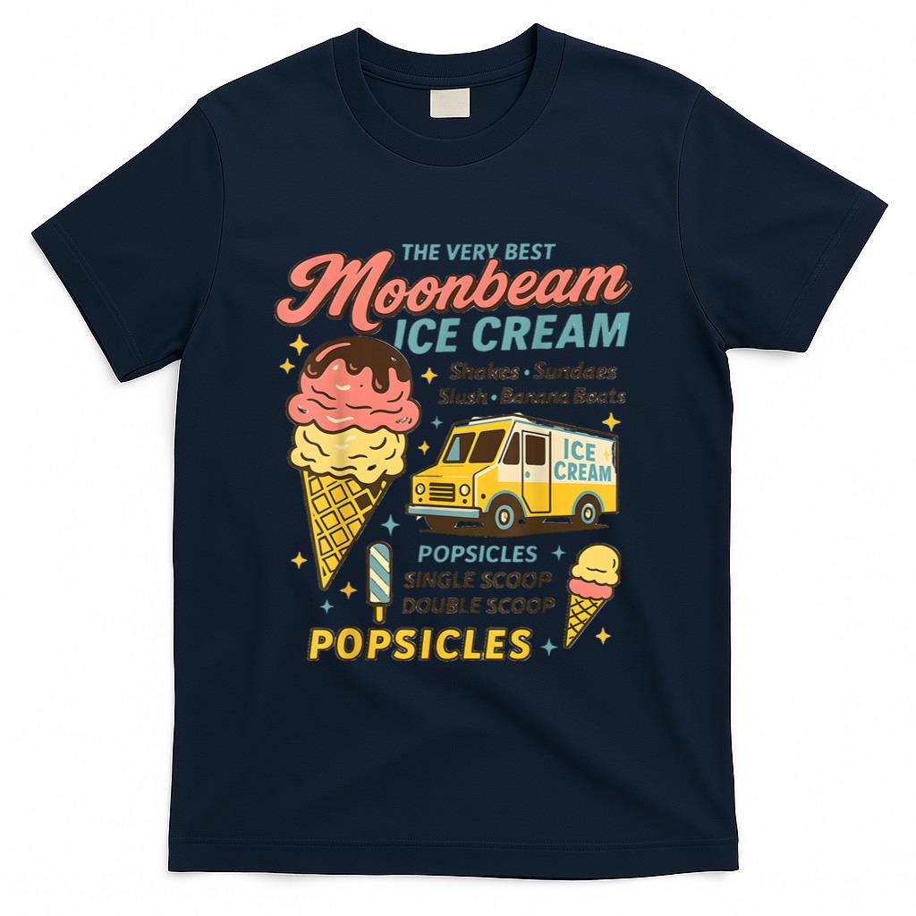 Retro Nostalgia - Vintage Moonbeam Ice Cream Truck Retro Double Scoop Popsicle T-Shirt