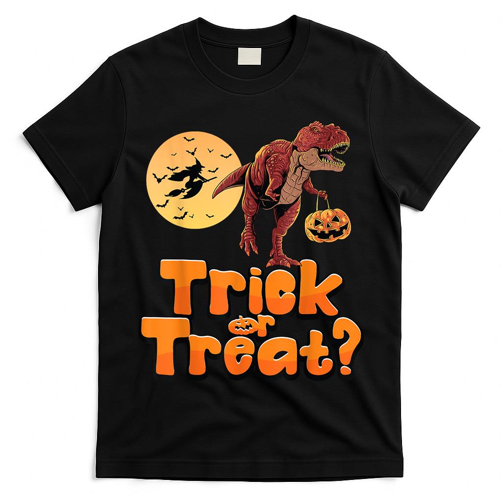 Halloween T Rex Dinosaur Trick or Treat pumpkin funny T-Shirt