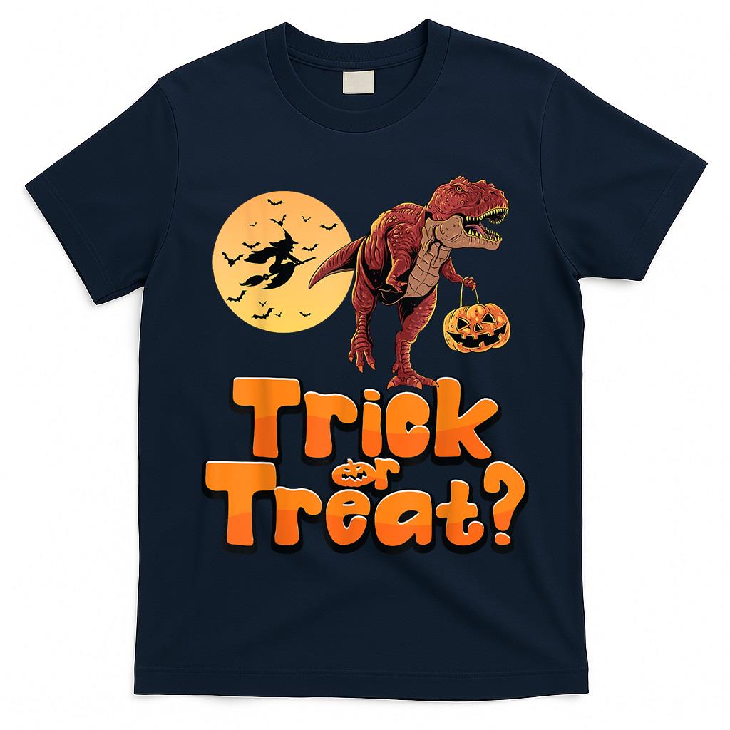 Halloween T Rex Dinosaur Trick or Treat pumpkin funny T-Shirt