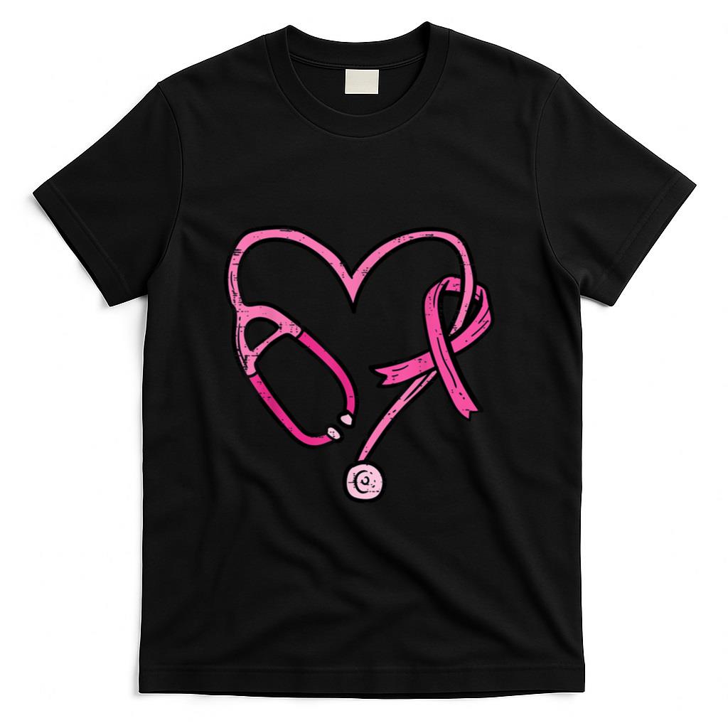 Pink Stethoscope Nurse Medical Breast Cancer Awareness Women T-Shirt