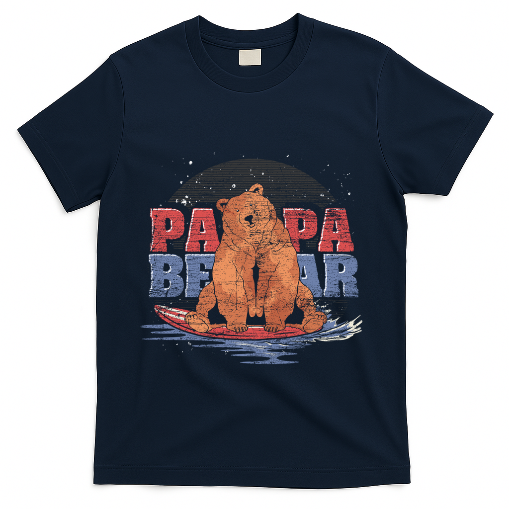 Surfing Bear Family Dad Cute Animal Daddy Papa Bear Gift T-Shirt