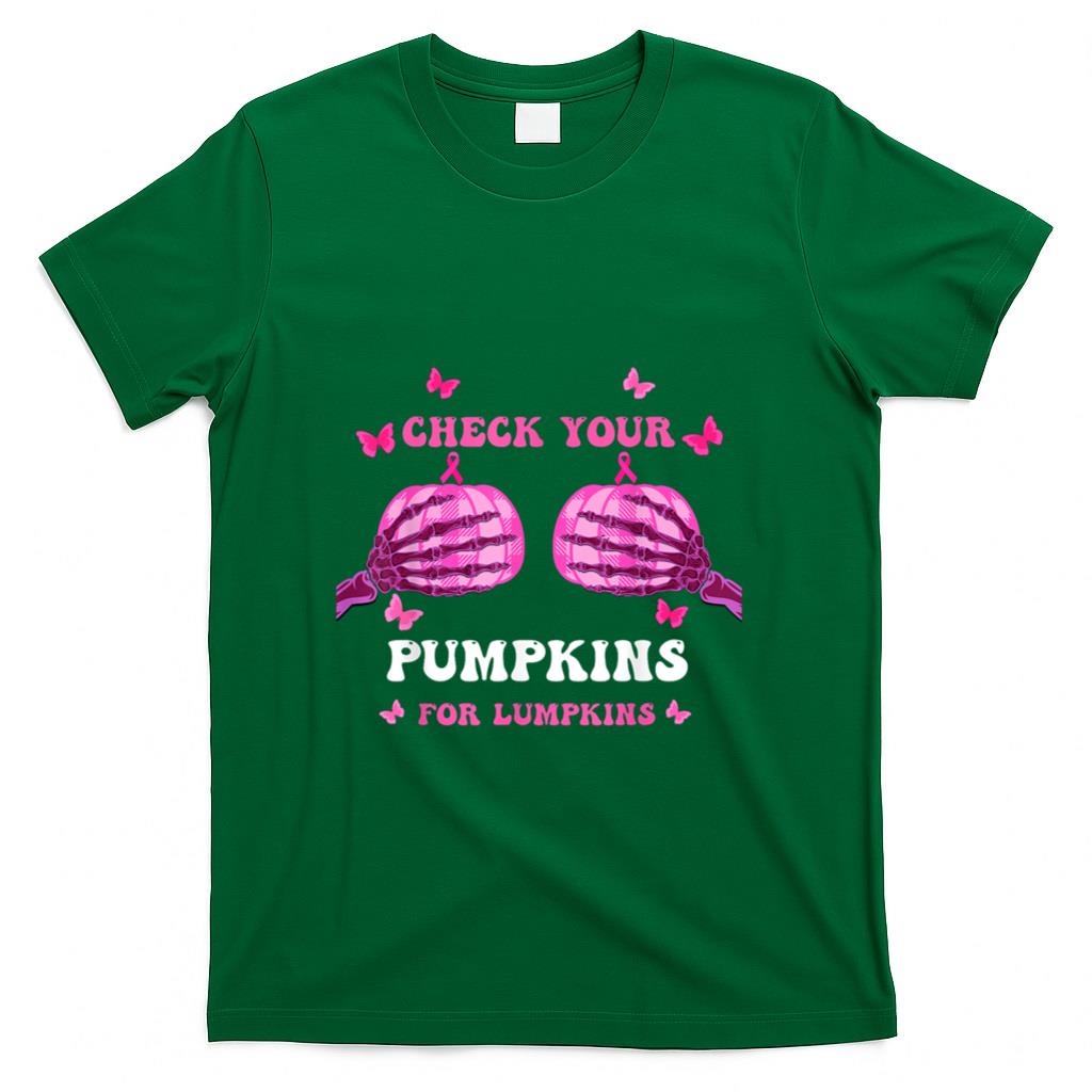 Check Your Pumpkins Breast Cancer Awareness Halloween Women T-Shirt