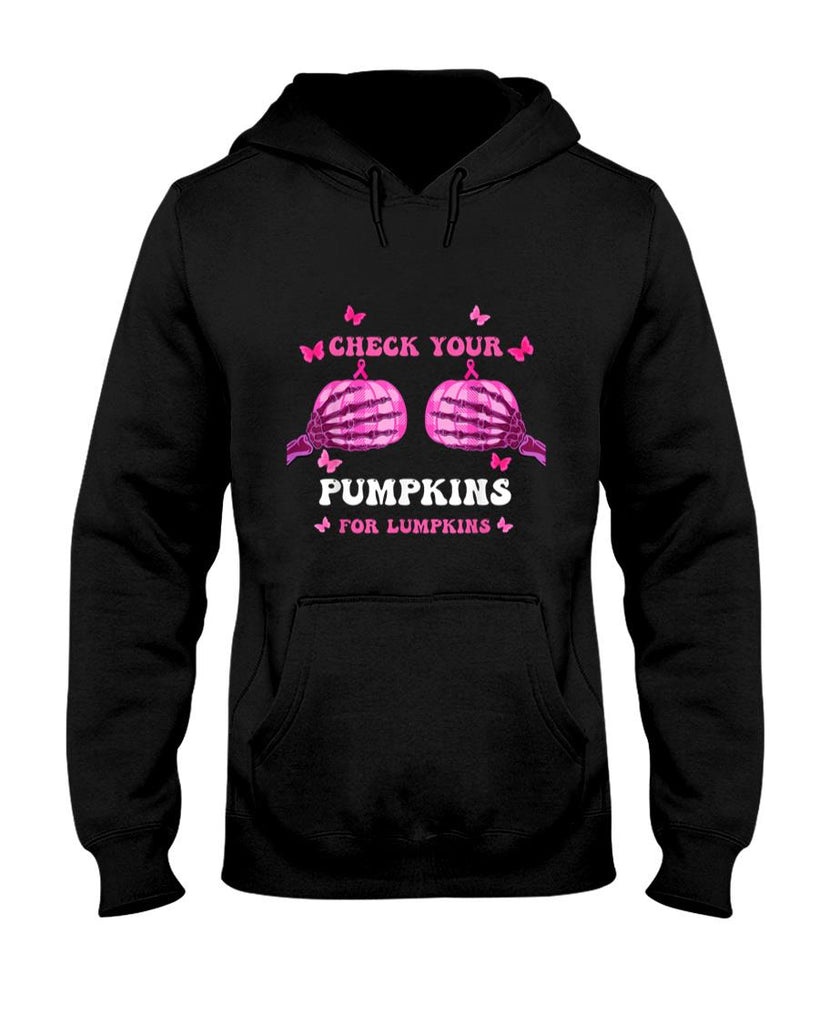 Check Your Pumpkins Breast Cancer Awareness Halloween Women T-Shirt