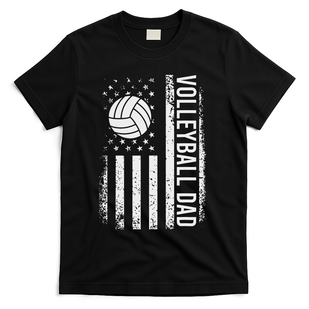 Vintage Volleyball Dad Usa Flag Retro Fathers Day Daddy Papa T-Shirt