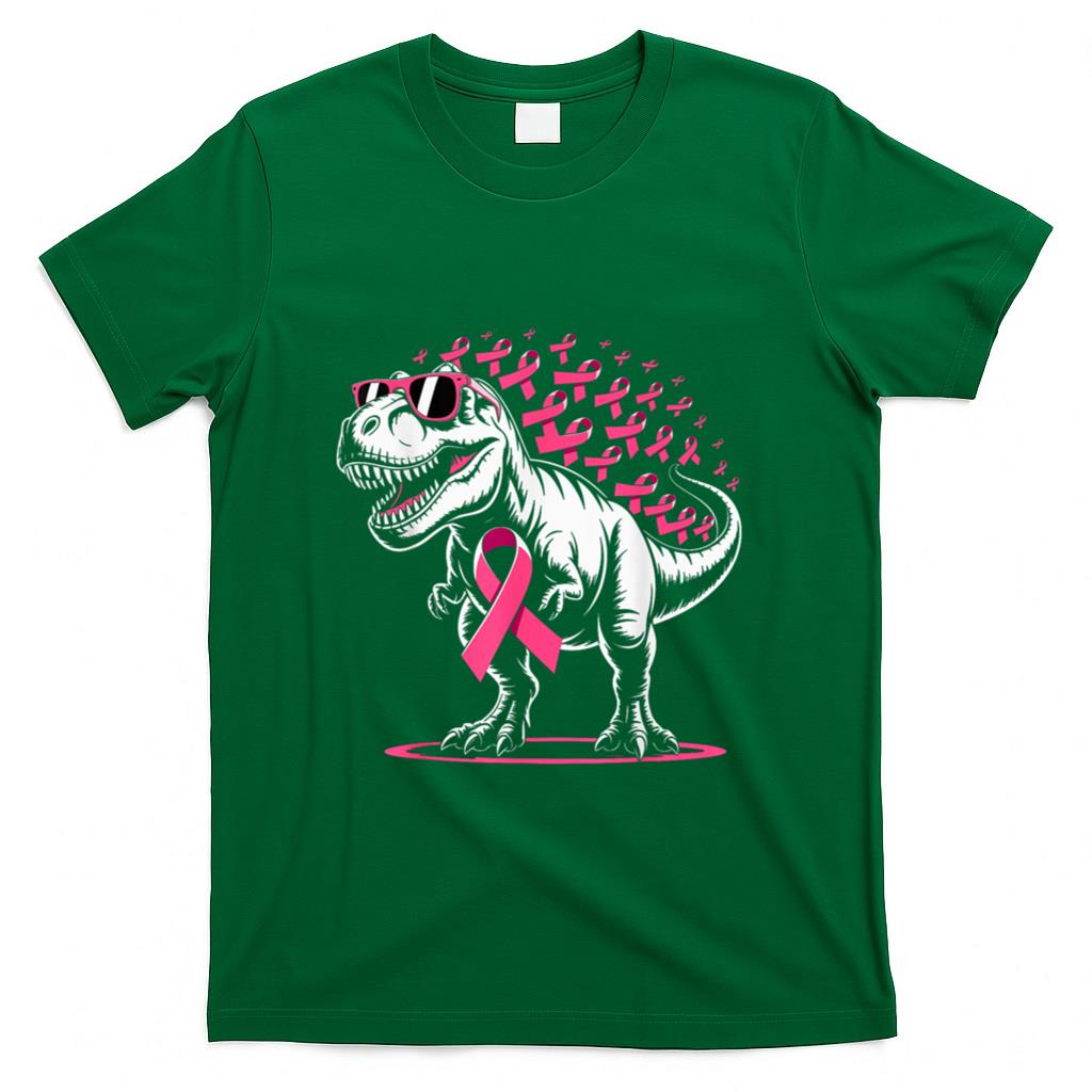 Pink Ribbon T Rex Kids Breast Cancer Awareness Boys Toddler T-Shirt