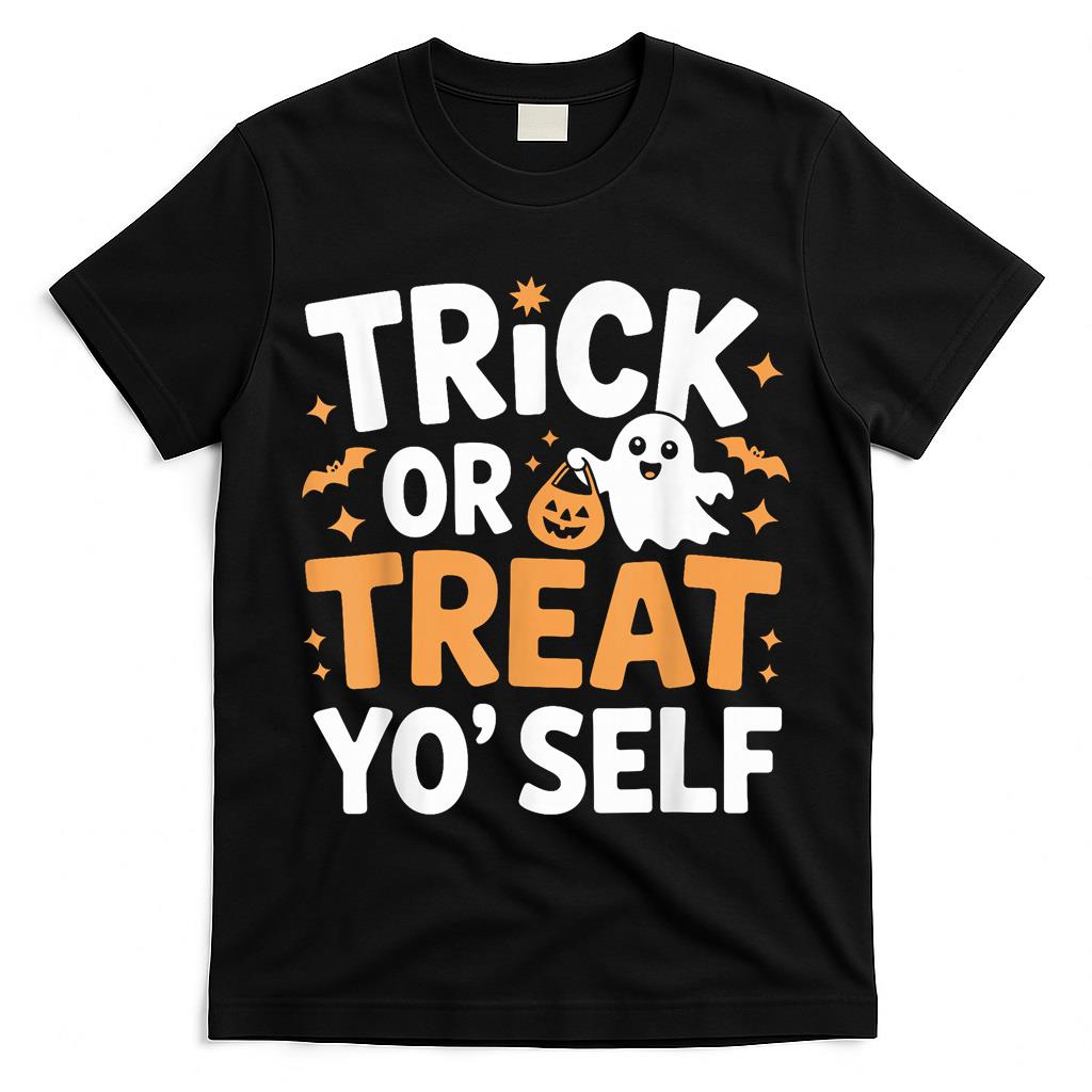 Trick or Treat Yo Self Cute Ghost Pumpkin Halloween T-Shirt