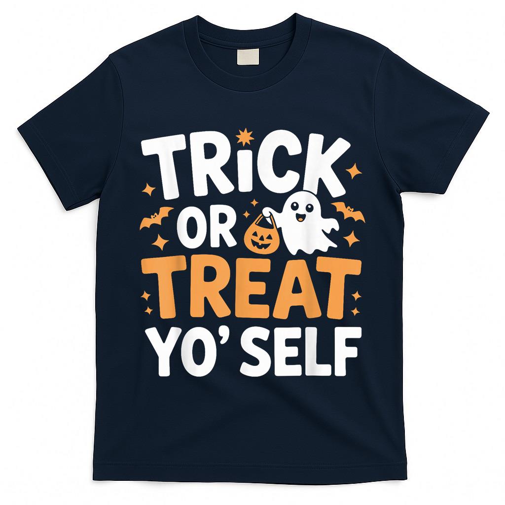 Trick or Treat Yo Self Cute Ghost Pumpkin Halloween T-Shirt