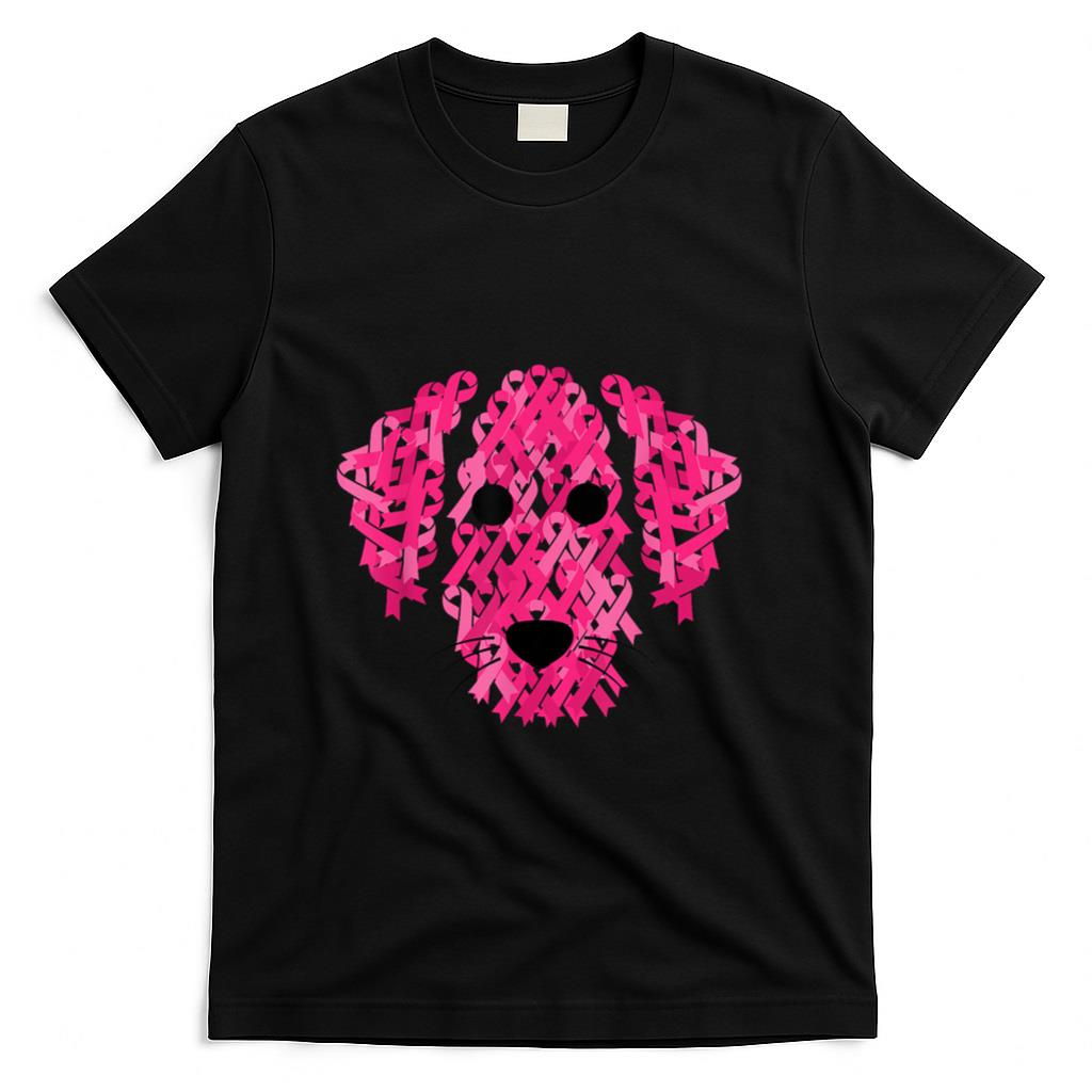 Pink Ribbon Dog Inspirational Breast Cancer Awareness Gift T-Shirt