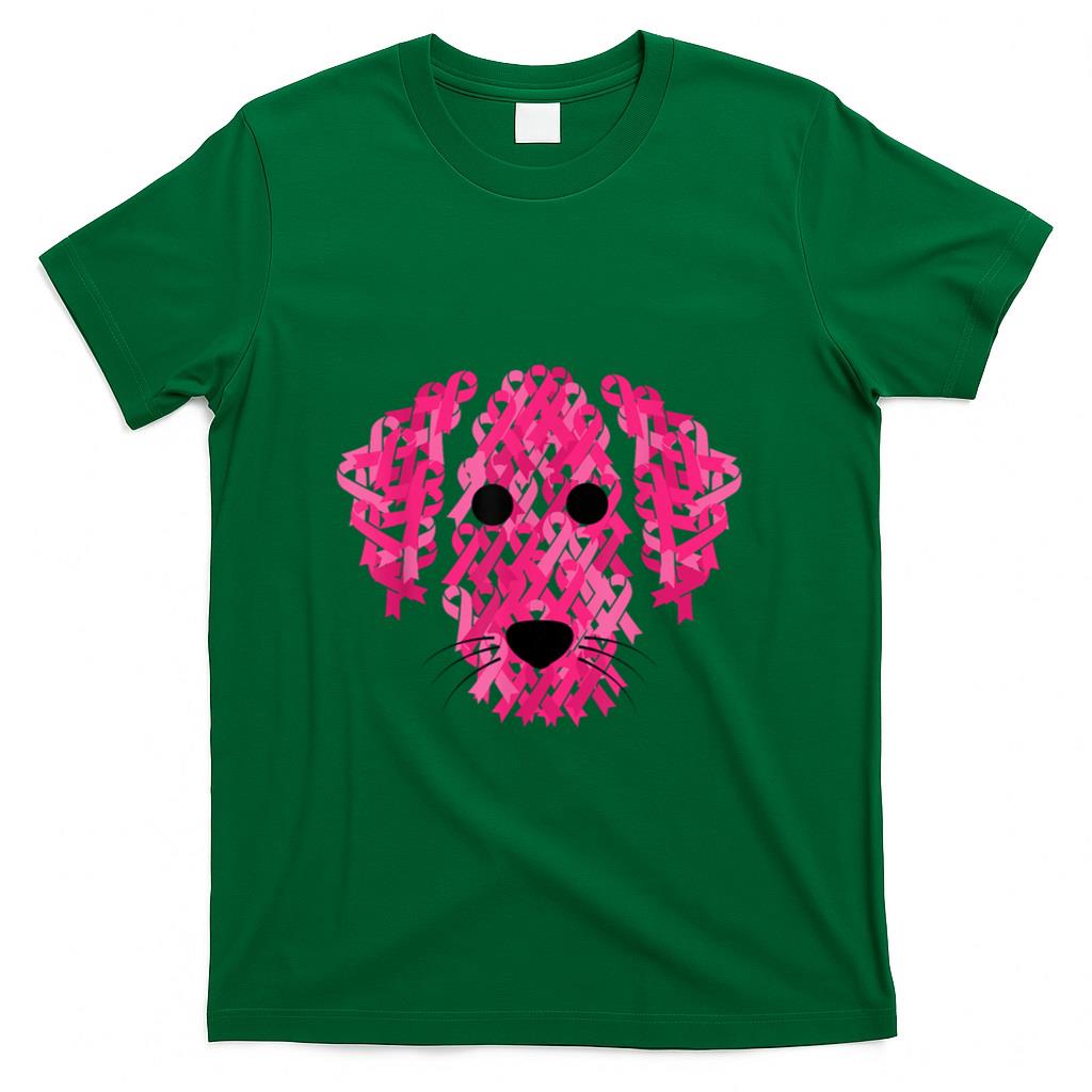 Pink Ribbon Dog Inspirational Breast Cancer Awareness Gift T-Shirt