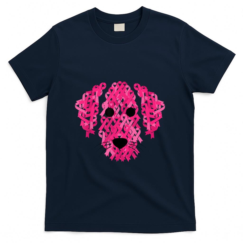 Pink Ribbon Dog Inspirational Breast Cancer Awareness Gift T-Shirt