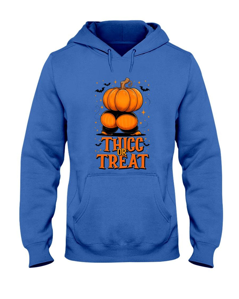 Thicc Or Treat Funny Pumpkin Butt Halloween Trick Or Treat Long Sleeve T-Shirt