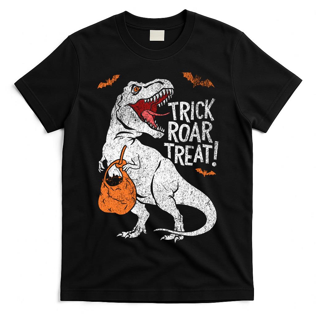Trick Roar Treat Design Halloween Dinosaur with Candy - Fun Spooky Art Classic T-Shirt