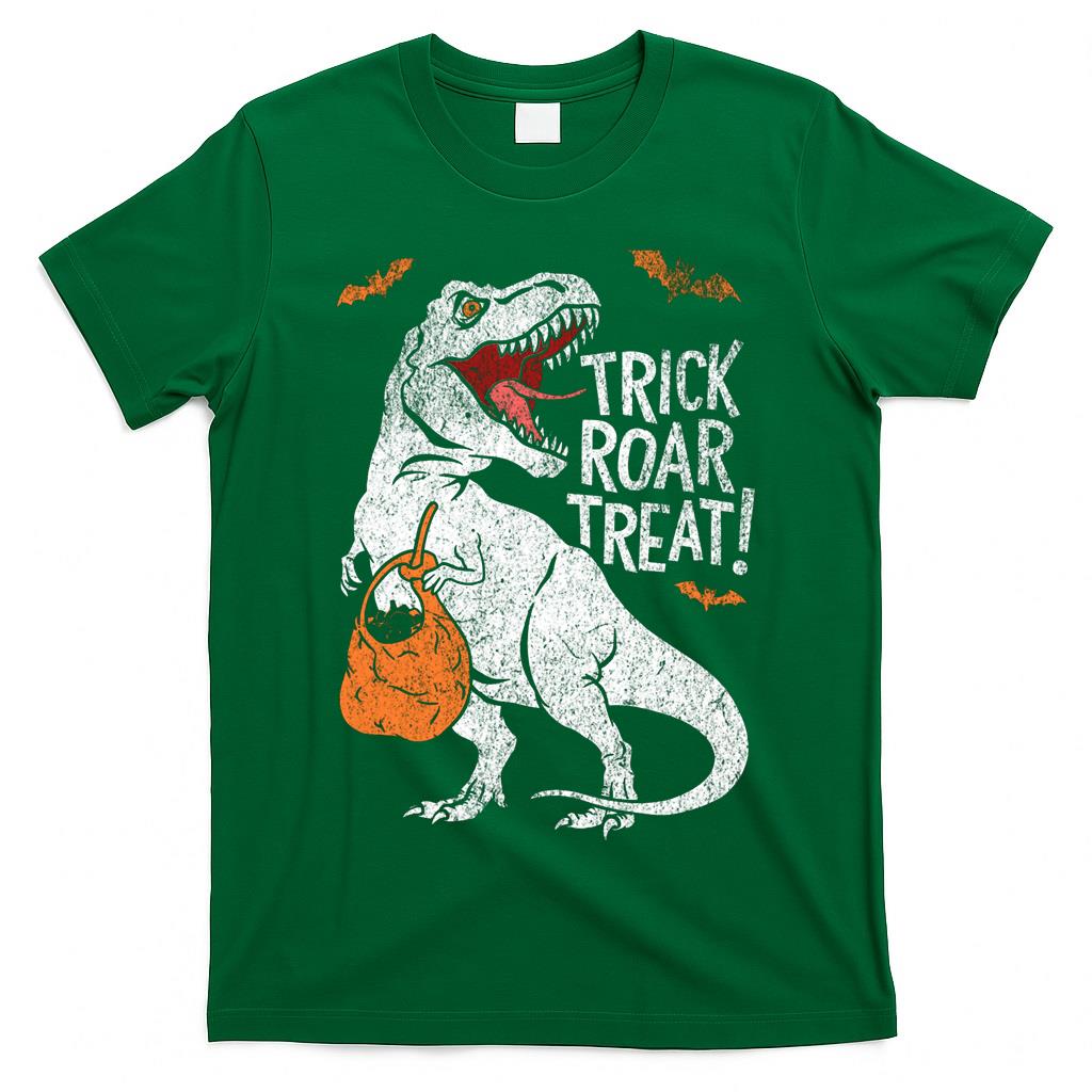 Trick Roar Treat Design Halloween Dinosaur with Candy - Fun Spooky Art Classic T-Shirt