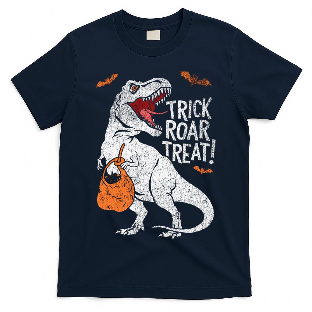 Trick Roar Treat Design Halloween Dinosaur with Candy - Fun Spooky Art Classic T-Shirt