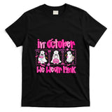 In October We Wear Pink Nurse Ghost Halloween Breast Cancer T-Shirt