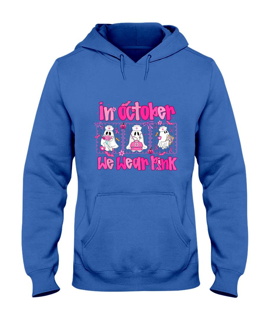 In October We Wear Pink Nurse Ghost Halloween Breast Cancer T-Shirt