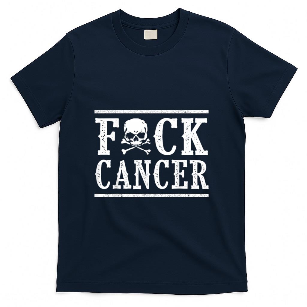 Fuck Cancer Skull and Crossbones Skeleton Breast Cancer T-Shirt