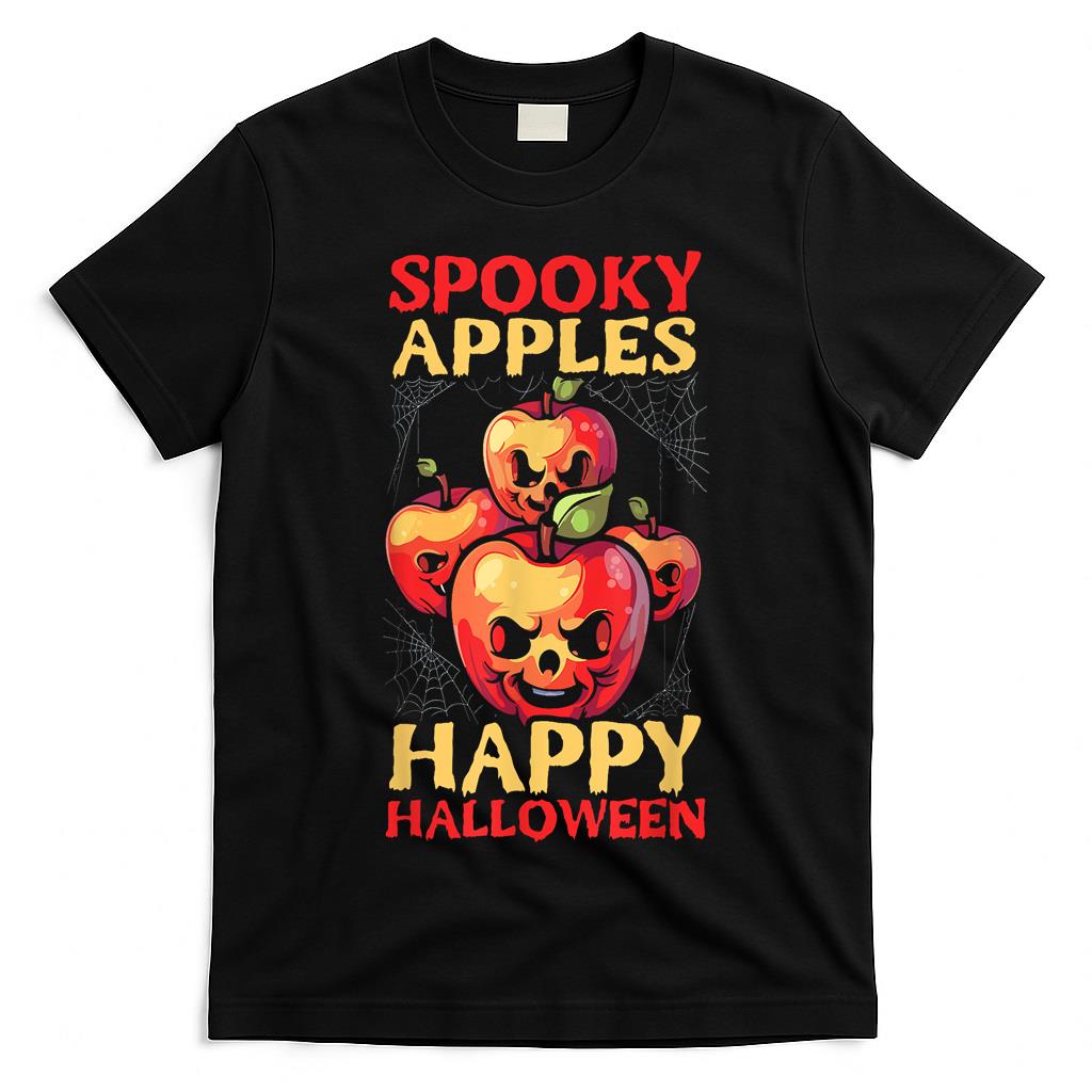 Halloween Apple Scary Ghost Trick Or Treat Spooky Fruit T-Shirt