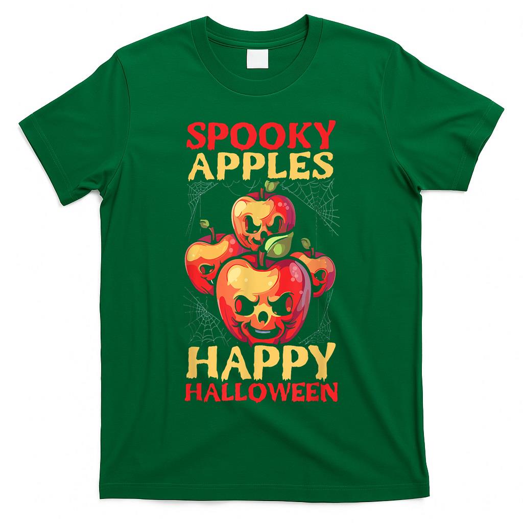 Halloween Apple Scary Ghost Trick Or Treat Spooky Fruit T-Shirt