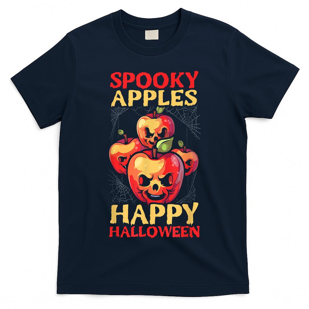 Halloween Apple Scary Ghost Trick Or Treat Spooky Fruit T-Shirt