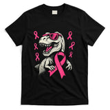 Pink Ribbon T Rex Kids Breast Cancer Awareness Boys Toddler T-Shirt_1