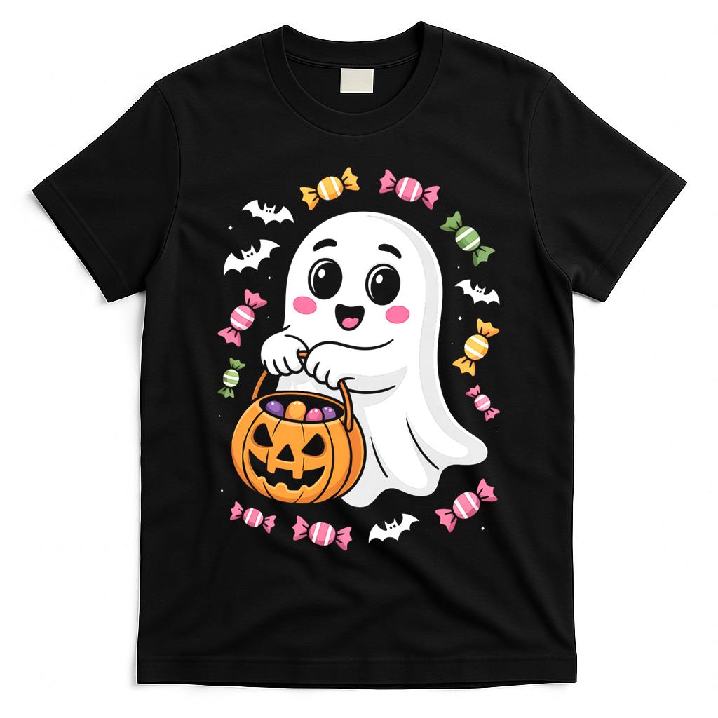 Trick-or-Treat Ghost – Cute Halloween Candy Design Boxy T-Shirt