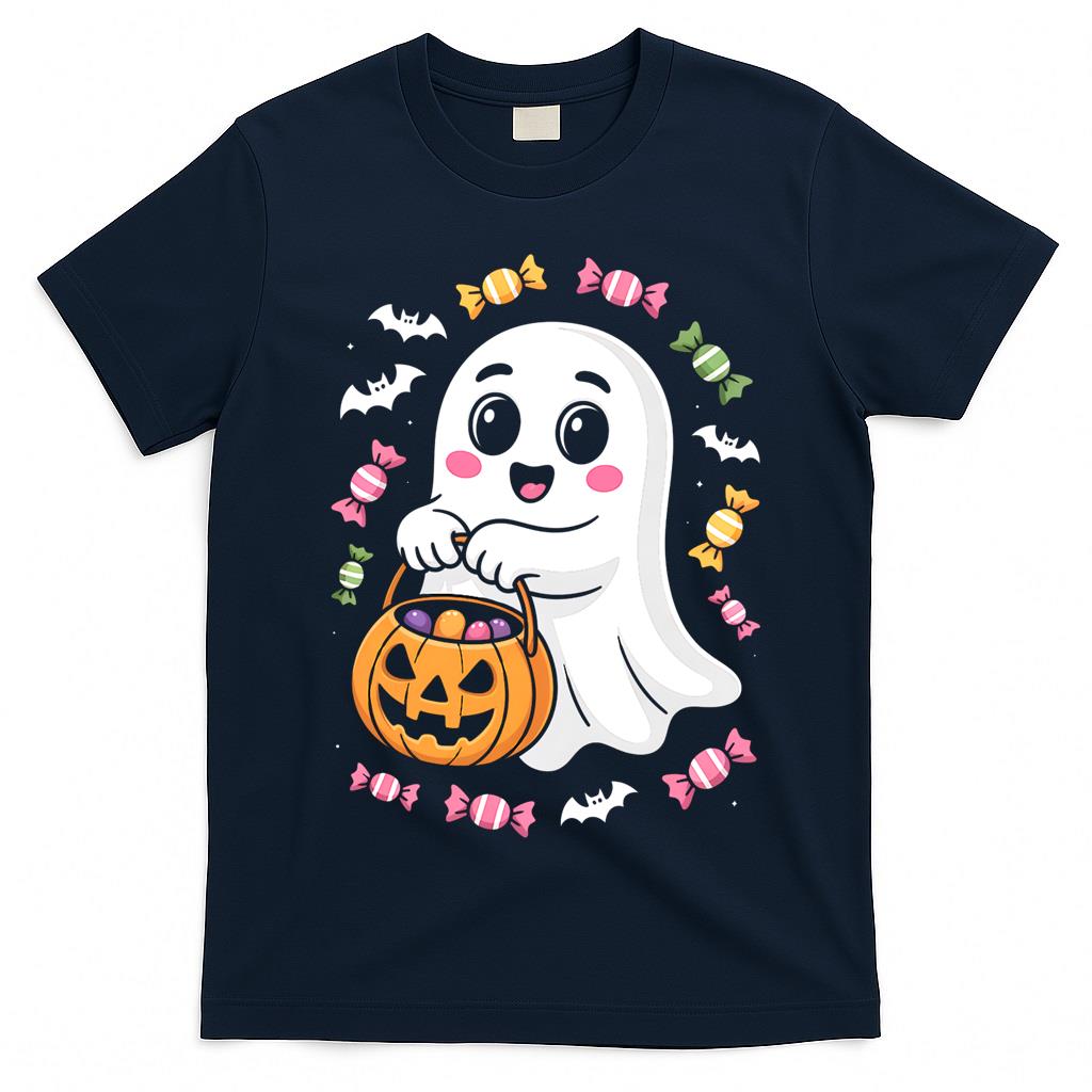 Trick-or-Treat Ghost – Cute Halloween Candy Design Boxy T-Shirt