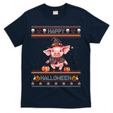 Happy Halloween Ugly Cute Pig Witch Trick Or Treat Pumpkin Long Sleeve T-Shirt