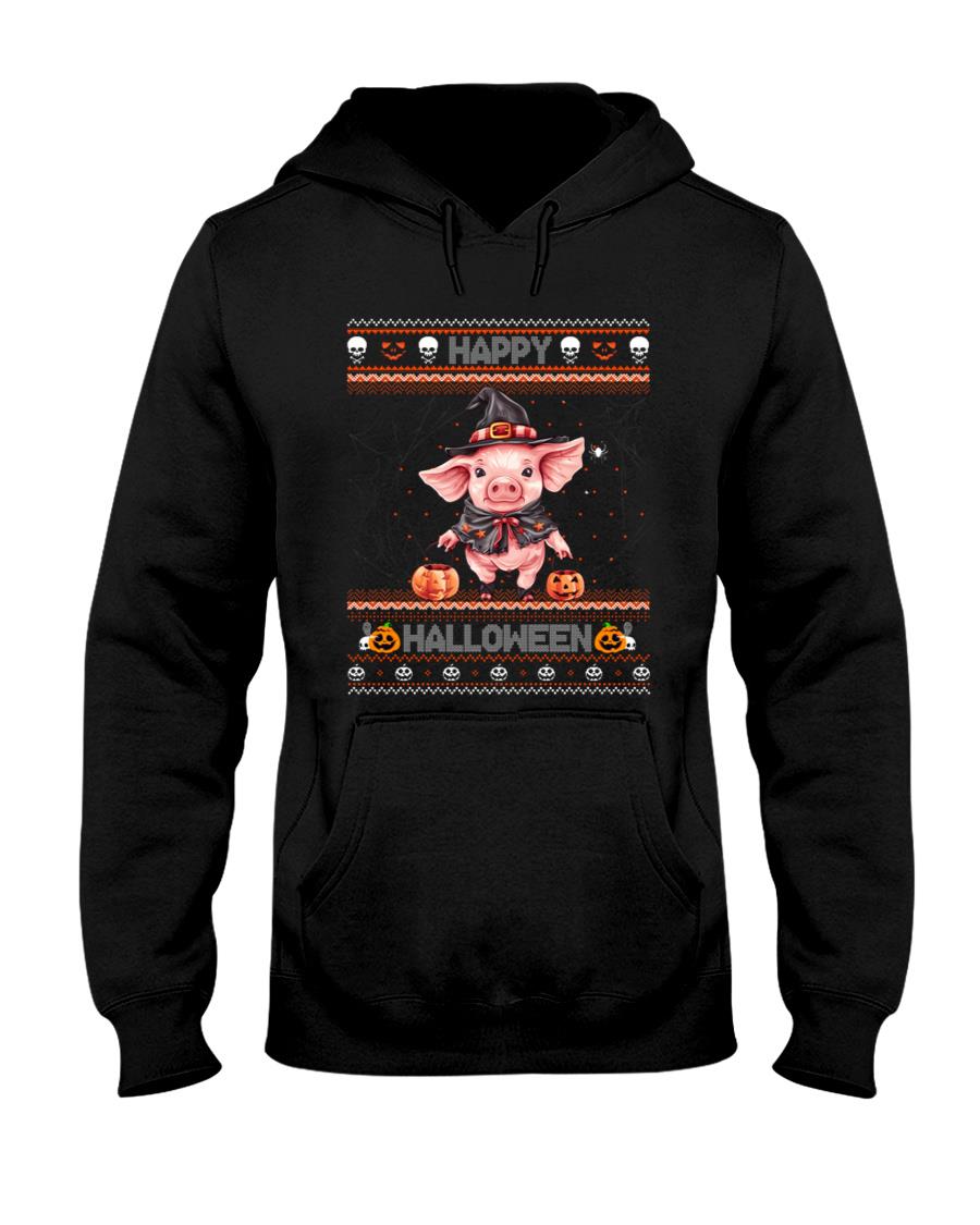 Happy Halloween Ugly Cute Pig Witch Trick Or Treat Pumpkin Long Sleeve T-Shirt
