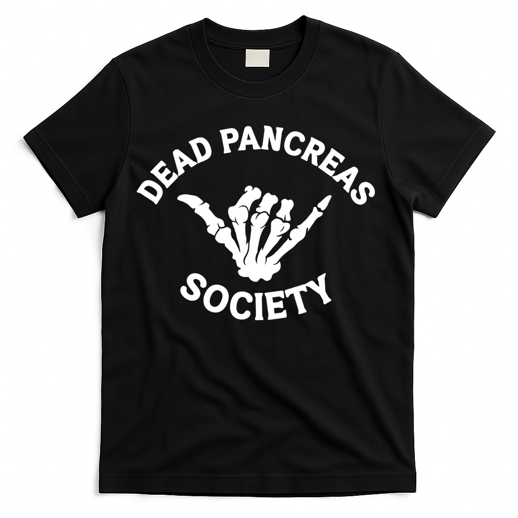 Type 1 Diabetes Awareness Dead Pancreas Society Skeleton Hand Halloween T-Shirt