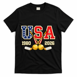 1980 And 2026 Hockey Vintage USA Champions T-Shirt - Black