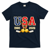 1980 And 2026 Hockey Vintage USA Champions T-Shirt - Navy