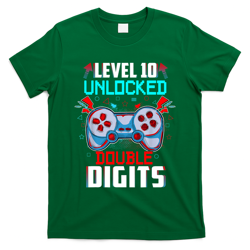 10th Birthday Gift For Boys Double Digits 10 Year Old Gifts Gamer Gift T-Shirt