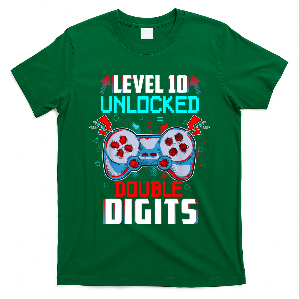 10th Birthday Gift For Boys Double Digits 10 Year Old Gifts Gamer Gift T-Shirt